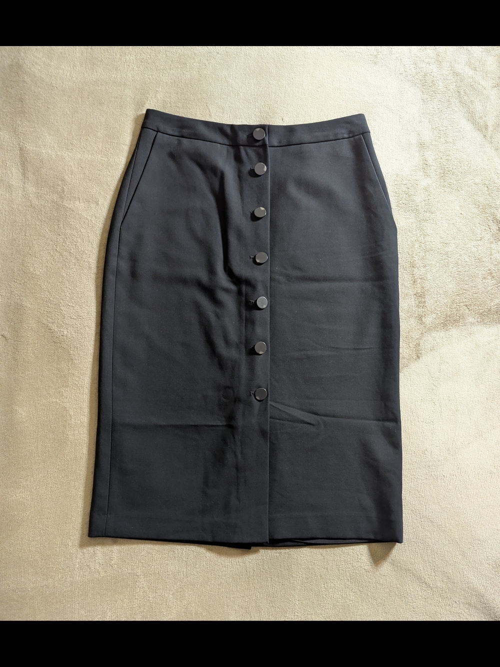 Club Monaco Black Button-Front Pencil Skirt